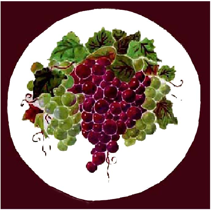 ! - Grapes On White Round Metal Stove Burner Covers